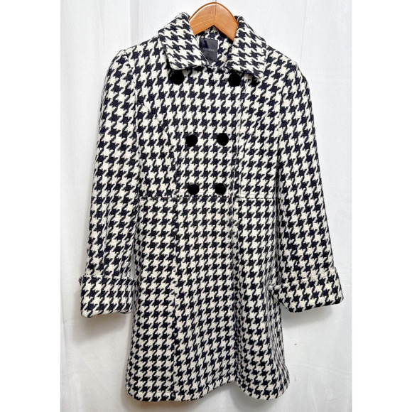 Y2K Express Wool Houndstooth Pea Coat Womens Small EUC Baby Doll Style Outerwear - Picture 8 of 12